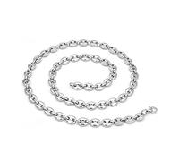 1 collar hecho a mano de acero inoxidable de 5 mm de grano de café, plata, 40 cm