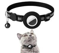 1 Collar Reflectante para Gato con Air-Tag, Collar GPS con Hebilla de Seguridad para Gatitos (Negro)