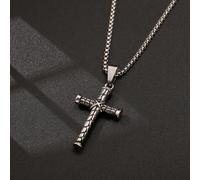 1 Collar unisex con colgante elegante que un colgante de cruz con de serpiente, de acero inoxidable 316L con un baño de de 24K, complementado por una cadena de de color. Esta pieza retro religiosos.