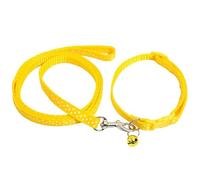 1 collar y correa de perro amarillo con forma de punto ajustable de polipropileno para gatito/cachorro, 19-32 cm, ajustable, correa de 1,2 m