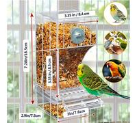 1 comedero para pájaros, dispensador automático de alimentos y semillas para jaula, complementos para loros, canarios y pinzones, sin batería
