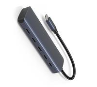 1 concentrador USB C con 4 puertos USB C y 1 puerto de suministro de energía, diseño de aluminio, cable extendido de 17 cm