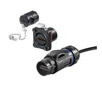 1 Conector de Cable M24 Compatible con HDMI 2.0, Resistente al Agua, de Alta Velocidad, for Ordenador, UHDTV, proyector de vídeo.(Plug Socket(2m))