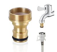 1 conector de grifo con arandela, adaptador de manguera de latón, conector de grifo con rosca exterior, rosca exterior de 24 mm, rosca interior de 22 mm, adecuado para lavadora, cocina, baño, jardín
