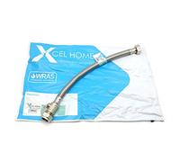 1 conector de tubería flexible de acero inoxidable trenzado aprobado por WRAS, 300 mm, 15 mm, con válvula de aislamiento.