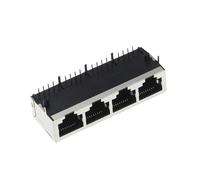 1 conector hembra RJ45 8P8C de 4 puertos con blindaje, 1 unidad, sin LED, PCB, red, Internet, modular.