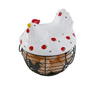 1 Conjunto De Cerámica del Hierro Huevo Casa para Guardar La Cesta De Fruta De La Sala Cesta del Almacenaje De La Cocina Decoración Fresa Gallina Patrón Agua Cesta Puede Almacenar 25 Huevos