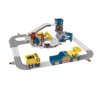 1 Conjunto de Pista de Carreras de construcción Conjunto de Pista de automóviles eléctricos con camión, montacargas, tranvía y más Juguetes de ingeniería Flexible con alimentación de baterías para pi