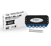 1 conmutador DiSEqC 4/1 con carcasa de protección contra la intemperie GigaBlue Ultra DiSEqC, 4 LNB, 1 receptor para Full HDTV 3D 4K UHD + 5 conectores F 2 bridas.
