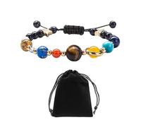1 cordón de perlas tejidas, 1 bolsa de almacenamiento, pulsera ajustable de cuentas de piedra galaxia, pulsera planetaria, pulsera de cuentas de piedra, pulsera para niños., 5 centimeters, Piedra