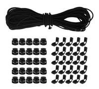 1 cordón elástico negro, cordón elástico redondo con tope de cordón, cierre de cremallera para mochila, cordones