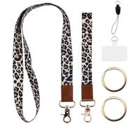 1 cordón largo para llaves de niña, diseño de leopardo, correa de cuello, soporte para tarjetas