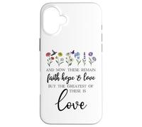 1 Corinthians 13:13 Bible Verse Christian Faith Hope Love Carcasa para iPhone 16 Plus