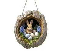 1 corona de puerta de Pascua con patrón de conejo, corona de huevo de Pascua artificial, coronas de Pascua acrílicas para puerta delantera, divertidas decoraciones de conejo de Pascua para pared
