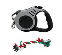 1 correa retráctil para perro con 1 correa de juguete para perro, cuerda de nailon de 5 m con mango antideslizante, freno de una mano (gris)