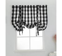 1 cortina de cocina a cuadros, estilo rústico, cortina semitransparente, cortina de campo, cocina, ventana corta, opaca, visillo corto, a cuadros