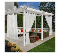 1 Cortina de Gasa for Exteriores, con Trabillas en la Parte Superior y Ligera Impermeable for decoración porches, pérgolas Patios para Patio, Gazebo(White,Tab Top_W254 X H274)