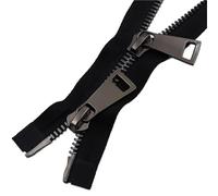 1 cremallera de doble cursor metálica 80/100/120 cm, número 8, con extremo abierto, for reparación abrigos y chaquetas plumas para abrigos y chaquetas(Black,80cm)