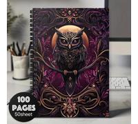 1 Cuaderno Gótico de Nocturno y Flores - Cubierta Elegante en y , Diario de 100 Páginas y Encuadernación , Tamaño Portátil de 5"x8" para , Oficina, Diario, Planificador - Regalo Unisex para Hombres
