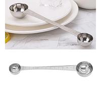 1 cuchara medidora de doble cabeza de acero inoxidable, mango largo con marcas de medición, herramienta de doble medida para café, té, azúcar, hornear, medidas precisas