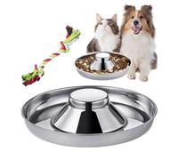 1 cuenco de comida de acero inoxidable, 1 pieza de nudo de juguete, cuenco anticaídas, cuenco de comida lenta para mascotas, cuenco antideslizante para gatos y perros, cuenco para beber mascotas,