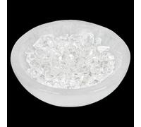 1 cuenco de selenita con 100 g de fragmentos de cristal de roca - Cuenco de purificación y recarga energética para cristales, piedras preciosas, joyería, meditación y decoración