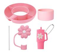 1 cuenco de silicona, 1 funda de taza, 1 tapa de pajita, 1 pajita y 1 colgante de taza de agua, accesorios de taza de agua, reutilizable