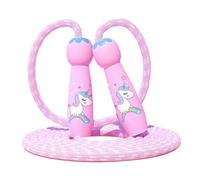 1 cuerda de saltar de cuero rosa para niños, cuerda de algodón con agarre cómodo, sin nudos ni enrollables, longitud ajustable, especialmente para niños y principiantes
