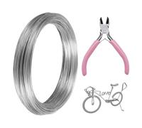 1 cuerda para manualidades de 70 m y 1 alicates de herramientas rosa, hilo de 0,8 mm, alambre de metal, línea de joyería, cuerda de metal flexible, cuerda de modelado, línea decorativa, accesorios de