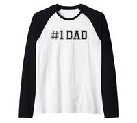 #1 Dad Number One Dad Día del Padre Vintage Sports Camiseta Manga Raglan