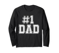 #1 Dad Number One Dad Día del Padre Vintage Sports Manga Larga