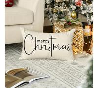 1 de almohada navideña de 12X20 pulgadas, fundas de almohada decorativas de invierno con mensaje de " Navidad", fundas de cojín lumbar navideñas de estilo para sofá (un solo , sin relleno de almohada)