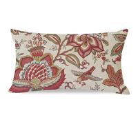1 de cojín lumbar estilo con diseño floral - Patrones de pájaros y follaje colonial, removible con cremallera para sofá, cama o silla - Decoración rústica de granja, tradicional lavable a máquina