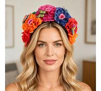1 de mujer con flor de artificial, étnica mexicana, festiva para Halloween, multicolor para cosplay, de flor de peonía
