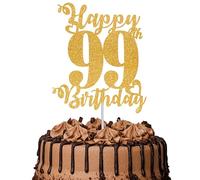 1 decoración para tarta de cumpleaños 99 con purpurina para 99 años, decoración para tartas de 99 fabulosa decoración para tartas para feliz cumpleaños 99, aniversario, fiesta, suministros de
