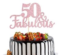 1 decoración para tartas de 50 y fabulosa, decoración para tartas de 50 cumpleaños, decoración para tartas de 50 cumpleaños, decoración para tartas de 50 cumpleaños con purpurina, color oro rosa