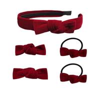 1 Diadema, 2 Cuerdas Para El Cabello, 2 Horquillas, Accesorios Para El Cabello De Terciopelo Rojo, Ropa De Cabeza De Moda Y Elee Para Mujeres, Decoración De Peinado De Ropa.