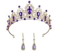 1 Diadema Con Corona De Diamantes De Imitación, 1 Par De Pendientes De Diamantes De Imitación, Accesorios Para El Cabello Para Niñas, Pendientes Coles, Accesorios De Ropa De Fiesta