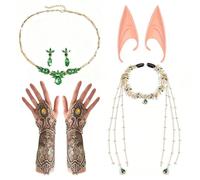 1 Diadema Con Forma De Hoja, 1 Par De Orejas De Elfo, 1 Pieza De Guante Y 1 Juego De Aretes, Disfraz De Elfo Verde, Fiesta De Fantasía, Accesorios Para Juegos De Rol.