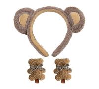 1 Diadema Con Orejas De Oso, 1 Par De Horquillas De Oso, Gorros De Felpa, Accesorios Para El Cabello De Dibujos Animados Bonitos, Accesorios Para El Cabello Sólidos