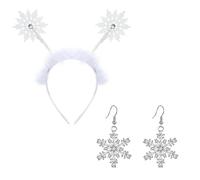 1 Diadema De Copo De Nieve Y 1 Par De Pendientes De Copo De Nieve, Diadema Bonita, Accesorios De Disfraces De Fiesta, Joyería Temática De Invierno