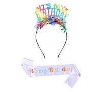 1 Diadema De Cumpleaños Y 1 Cinta, Diademas De Colores Brillantes, Accesorios Para Fiestas De Cumpleaños, Accesorios Para Disfraces De Cumpleaños