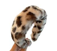 1 diadema de felpa con estampado de leopardo para mujeres y niñas, para compras diarias, retro, diadema para mujer