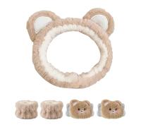 1 Diadema De Felpa De Dibujos Animados Y 4 Pulseras Lindas, Pulseras Absorbentes, Productos Para Lavar La Cara Y A Prueba De Agua, Cintas Para El Cabello Para El Cuidado De La Piel