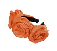 1 diadema de flores grandes, diadema de flores para novia, diadema ancha para el pelo, corona de flores, rosas, accesorio para el pelo para carnaval, fiesta, playa, vacaciones, color naranja