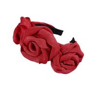 1 diadema de flores grandes, diadema de flores para novia, diadema ancha para el pelo, corona de flores, rosas para el pelo para carnaval, fiesta, playa, vacaciones, color rojo