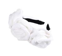 1 diadema de flores grandes, diadema de flores para novia, diadema ancha para el pelo, corona de flores, rosas para el pelo para carnaval, fiesta, playa, vacaciones, color blanco