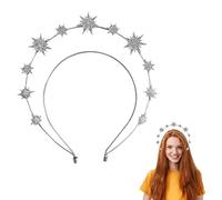 1 diadema de hexagrama con estrella de diamantes de imitación con corona, tiara para mujer y niña, para fiesta de cumpleaños, boda, Navidad (color plateado)