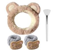 1 Diadema De Maquillaje, 2 Pulseras, 1 Raspador De Máscara Facial, Diadema Para El Cuidado De La Piel, Diadema Divertida, Juego De Diadema Con Orejas De Oso