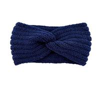 1 diadema de punto para mujer, calentadora de orejas, para invierno, cinta de pelo elástica, para mujer, deportes al aire libre, compras, esquí, correr, correr, 11 x 21 cm, azul marino